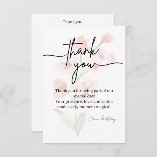 Elegante aangepaste bedankkaart (Voorkant / Achterkant)