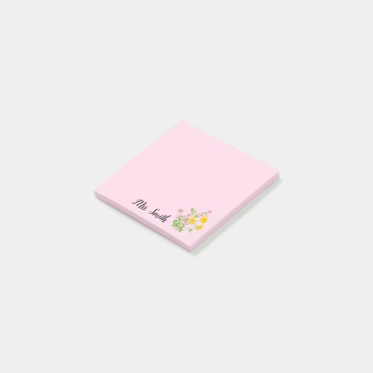 Elegante aangepaste bloem monogram ontwerp post-it® notes (Schuin)