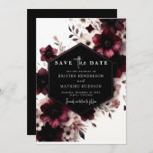 Elegante aangepaste Bourgogne bruiloft Save The Date (Voorkant / Achterkant)