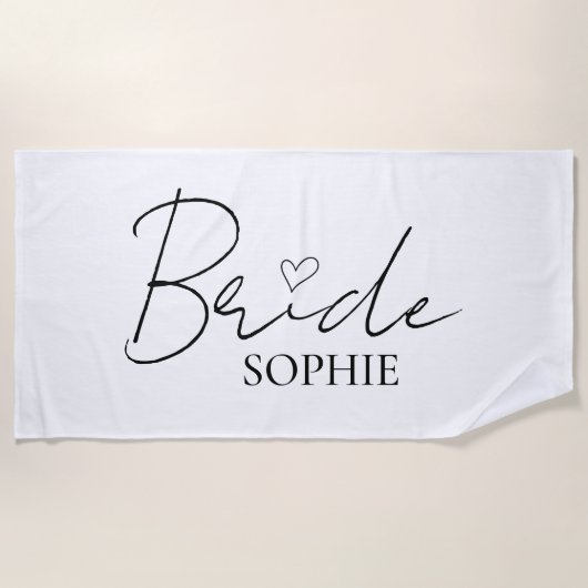Elegante aangepaste bruid naam | Gepersonaliseerd Strandlaken (Voorkant)