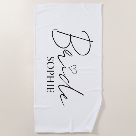 Elegante aangepaste bruid naam | Gepersonaliseerd Strandlaken (Voorkant)