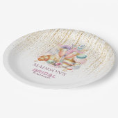 Elegante aangepaste bruidsbrunch roze & gouden gli papieren bordje (Gekanteld)