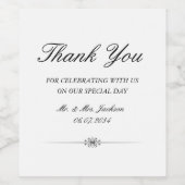 Elegante aangepaste bruiloft gunsten dank u wijn etiket (Enkel label)
