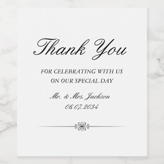 Elegante aangepaste bruiloft gunsten dank u wijn etiket (Enkel label)