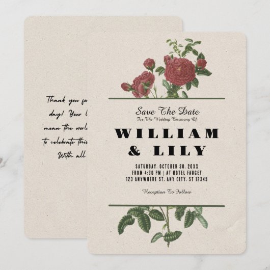 Elegante aangepaste bruiloft uitnodiging Sjabloon (Voorkant / Achterkant)