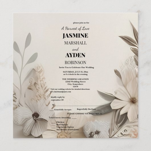 Elegante Aangepaste Bruiloft Uitnodigingen (Voorkant)