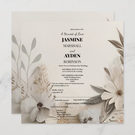 Elegante Aangepaste Bruiloft Uitnodigingen (Voorkant / Achterkant)