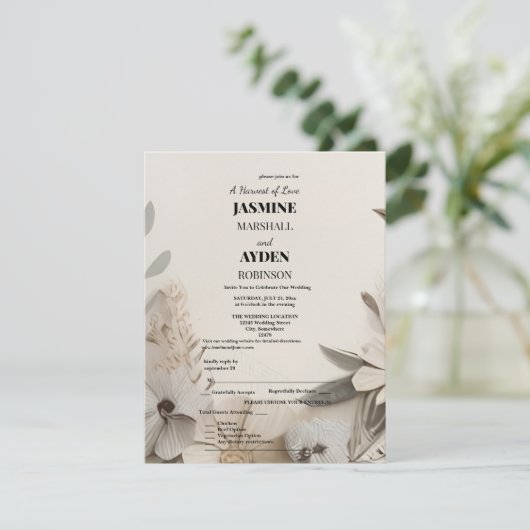 Elegante Aangepaste Bruiloft Uitnodigingen (Staand voorkant)