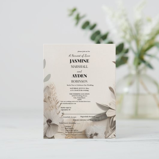 Elegante Aangepaste Bruiloft Uitnodigingen (Staand voorkant)