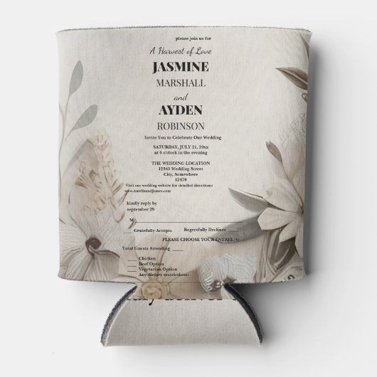 Elegante Aangepaste Bruiloft Uitnodigingen Blikjeskoeler (Voorkant)