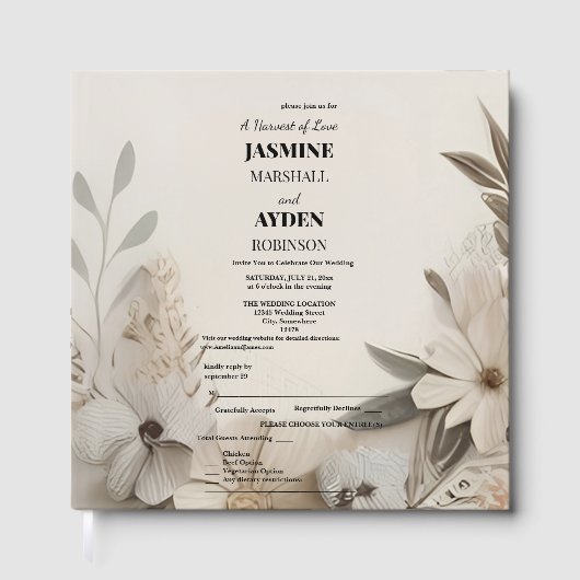 Elegante Aangepaste Bruiloft Uitnodigingen Gastenboek (Voorkant)
