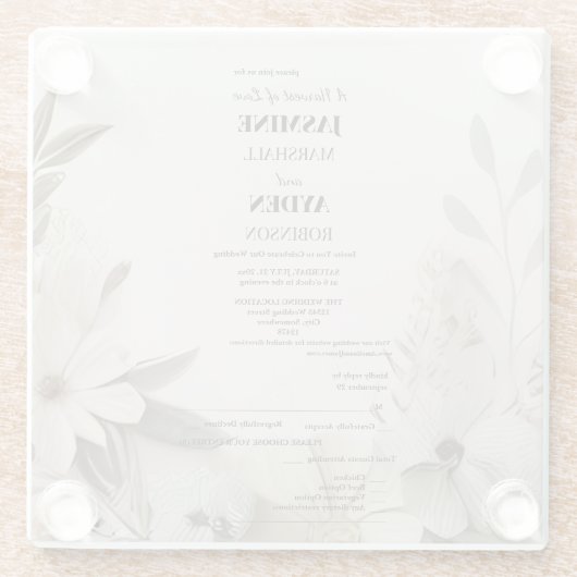 Elegante Aangepaste Bruiloft Uitnodigingen Glazen Onderzetter (Achterkant)