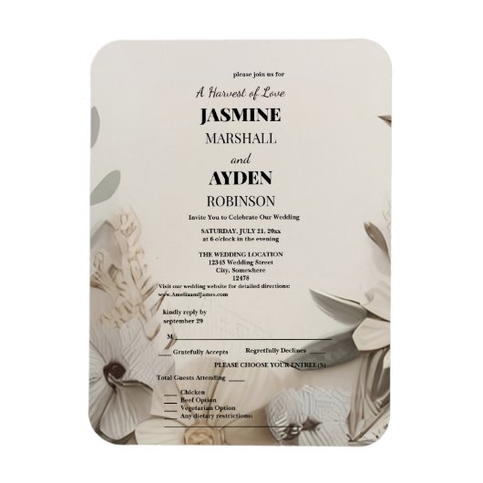 Elegante Aangepaste Bruiloft Uitnodigingen Magneet (Verticaal)