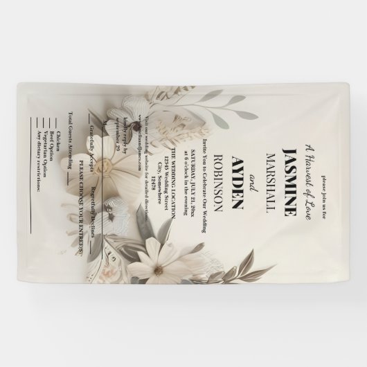 Elegante Aangepaste Bruiloft Uitnodigingen Spandoek (Horizontaal)