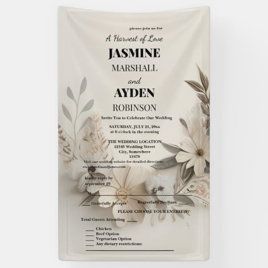 Elegante Aangepaste Bruiloft Uitnodigingen Spandoek (Verticaal)