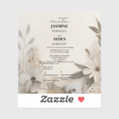 Elegante Aangepaste Bruiloft Uitnodigingen Sticker (Vel)