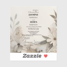 Elegante Aangepaste Bruiloft Uitnodigingen Sticker