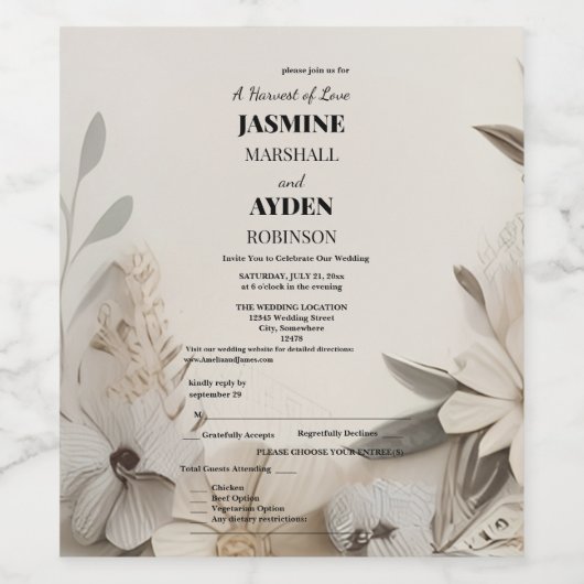 Elegante Aangepaste Bruiloft Uitnodigingen Wijn Etiket (Enkel label)