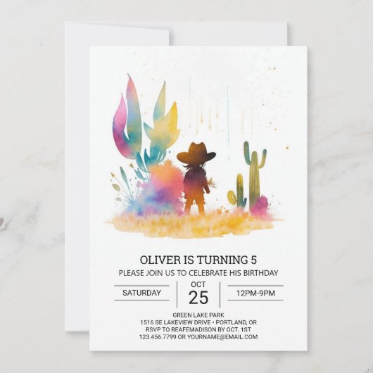 Elegante aangepaste cowboy verjaardag kaart (Voorkant)