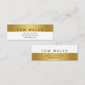 Elegante aangepaste eenvoudige gouden witte visite mini visitekaartje (Voorkant / Achterkant)