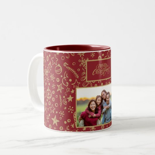 Elegante aangepaste familie foto kerst Mok (Voorkant links)