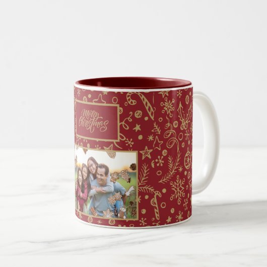 Elegante aangepaste familie foto kerst Mok (Voorkant rechts)