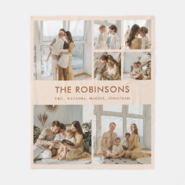 Elegante aangepaste familienaam 7 Photo Collage Fleece Deken