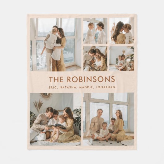 Elegante aangepaste familienaam 7 Photo Collage Fleece Deken (Voorkant)