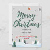 Elegante aangepaste familienaam & Snowman Kerstmis Feestdagenkaart (Achterkant)