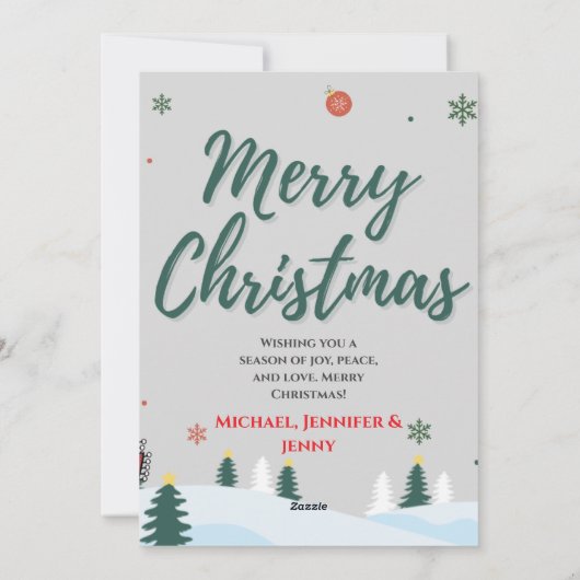 Elegante aangepaste familienaam & Snowman Kerstmis Feestdagenkaart (Achterkant)