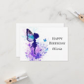 Elegante aangepaste fee verjaardag kaart (Voorkant / Achterkant in situ)