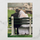 Elegante aangepaste foto 25e bruiloft Jubileum Folie Uitnodiging (Achterkant)