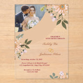 Elegante aangepaste foto acryl bruiloft uitnodigin acryl uitnodigingen (Voorkant)