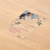 Elegante aangepaste foto acryl bruiloft uitnodigin uitnodigingen (Laagn)