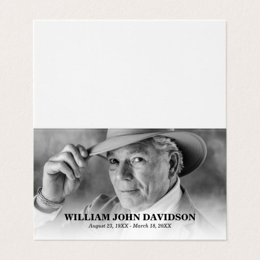 Elegante aangepaste foto begrafenisherdenking visitekaartje (Buitenkant ongevouwen)