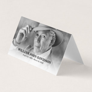 Elegante aangepaste foto begrafenisherdenking visitekaartje