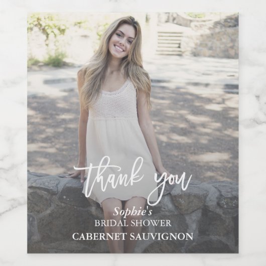 Elegante aangepaste foto bruidsdouche wijn etiket (Enkel label)