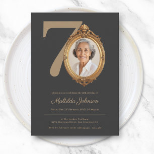 Elegante Aangepaste Foto Gouden 70e Verjaardag Kaart