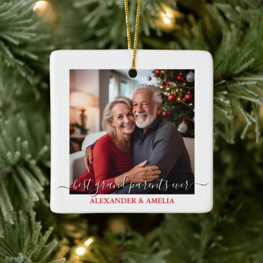 Elegante aangepaste foto Grote ouders Kerstmis Keramisch Ornament (Boom)