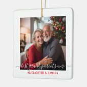 Elegante aangepaste foto Grote ouders Kerstmis Keramisch Ornament (Links)