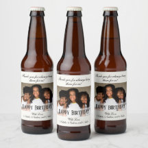 Elegante aangepaste foto Happy Birthday Bier Label