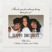 Elegante aangepaste foto Happy Birthday Bier Label Bier Etiket (Enkel label)