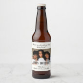 Elegante aangepaste foto Happy Birthday Bier Label Bier Etiket (Voorkant)