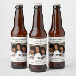 Elegante aangepaste foto Happy Birthday Bier Label Etiket
