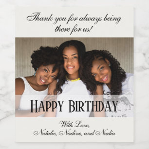 Elegante aangepaste foto Happy Birthday wijn label Etiket