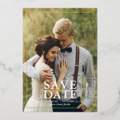 Elegante aangepaste foto huwelijksaankondiging folie uitnodiging (Voorkant)