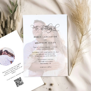 Elegante aangepaste foto met QR-code bruiloft Kaart