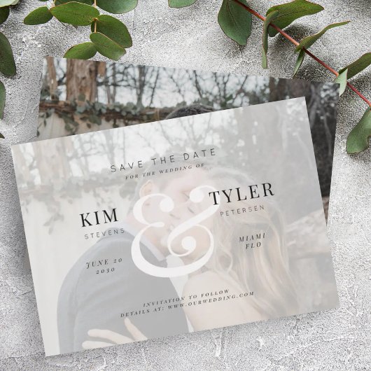 Elegante aangepaste foto nep vellum moderne trouw  save the date