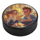 Elegante aangepaste foto Voeg uw eigen foto toe Hockey Puck (3/4)