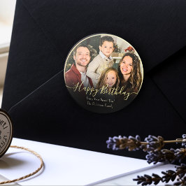 Elegante aangepaste gelukkige verjaardag Voeg uw e Ronde Sticker